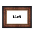 thumbnail image 1 of 14x9 Frame Brown Walnut Gold Ornate Trim Solid Wood Plein Air Picture Frame | 3 Inch Moulding Width, 1 of 8