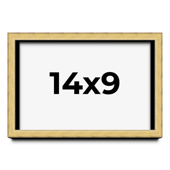 14x9 Shadow Box Frame Gold | 1.375 Inches Deep Real Wood Contemporary Shadowbox Display Frame | UV