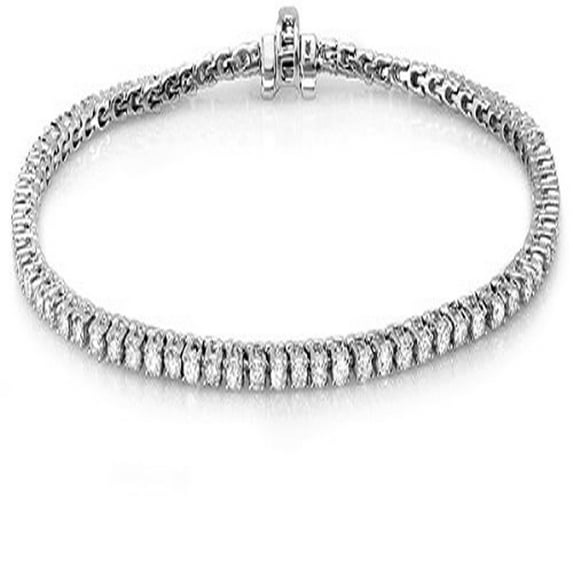 15.00 Carat (ctw) 10K White Gold Round Cut Real Diamond Ladies Tennis Bracelet 15 CT