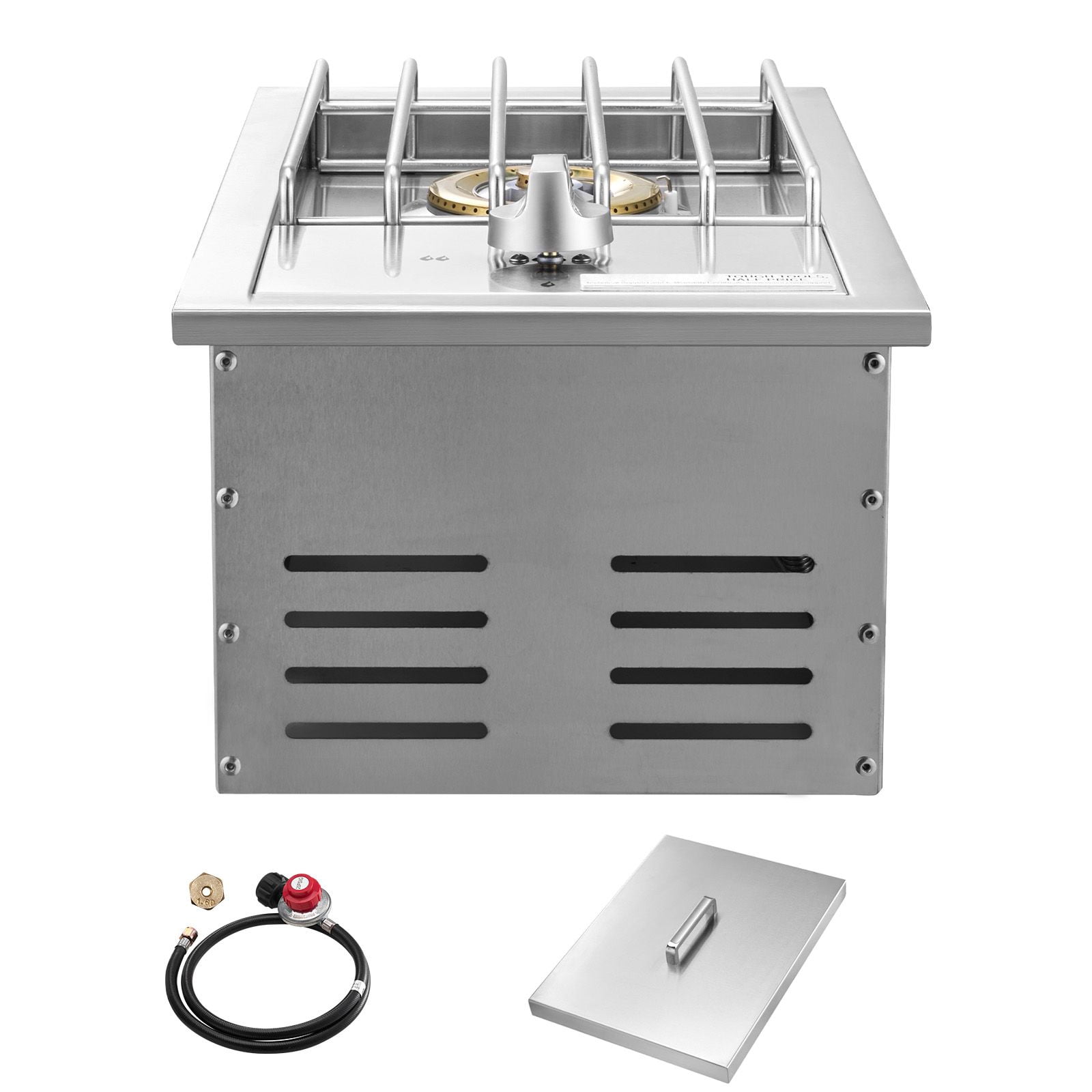 15,000 BTU LP Side Burner for Outdoor Kitchen, Convertible to Natural Gas, 304 Stainless Steel Built-in Grill Burner for BBQ Grill Island