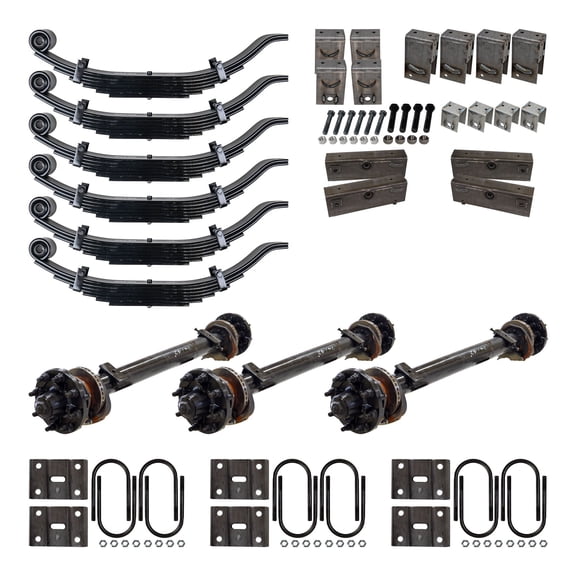 15,000 lb TK Triple Axle Kit - Hydraulic Brake - 45K Capacity (Axle Series), 74/42 Hubface/Spring Center - (3'10) Frame Width