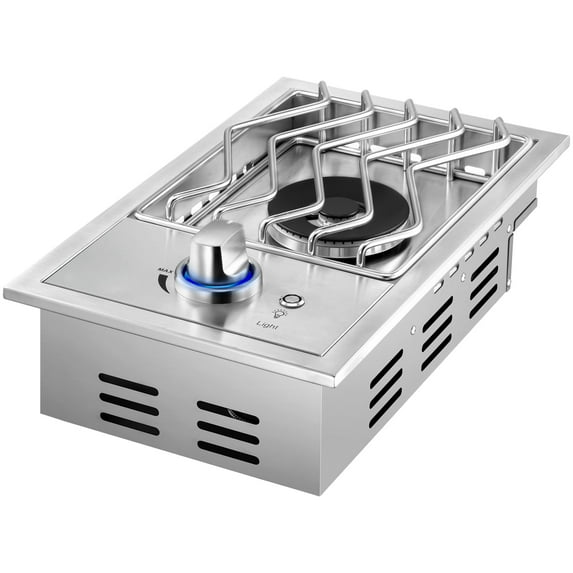 Single Grilling Side Burners for Outdoor Kitchen, 15,000BTU Liquid Propane Side Burner, Duty Heavy 304 Stainless Steel, Convertible to Natural Gas, Drop-in Side Burner for Outdoor BBQ Grill Island