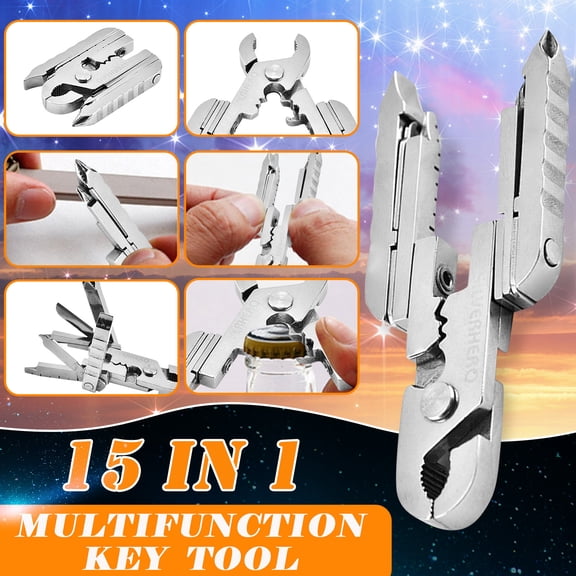 15 in 1 Mini Multitool Pliers, Bottle Opener, Scissors, Screwdriver, SIM Card Needle, Stainless Steel Christmas Birthday Gift for Men, DIY Handyman, Father/Dad, Husband, Boyfriend, Him, Women