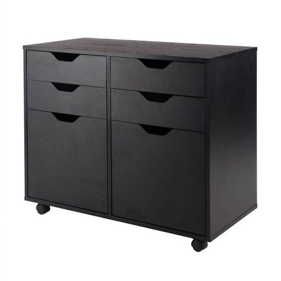 15.1 x 14.7 x 13.7 in. Halifax 2 Section Mobile Storage Cabinet, Black