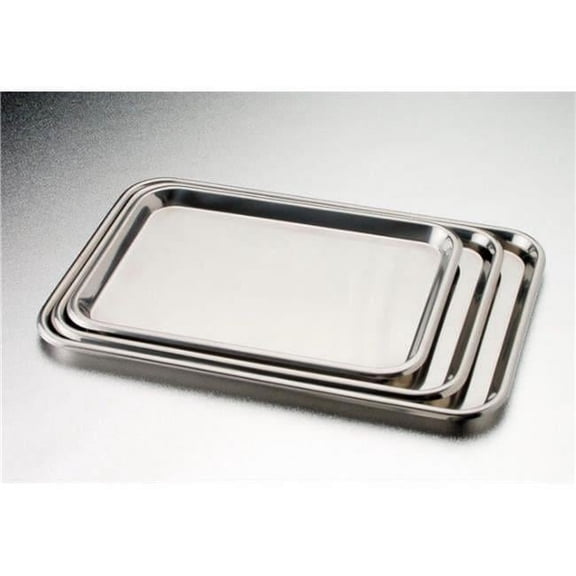 15.125 x 10.5 x 0.625 in. Stainless Steel Instrument Flat Tray