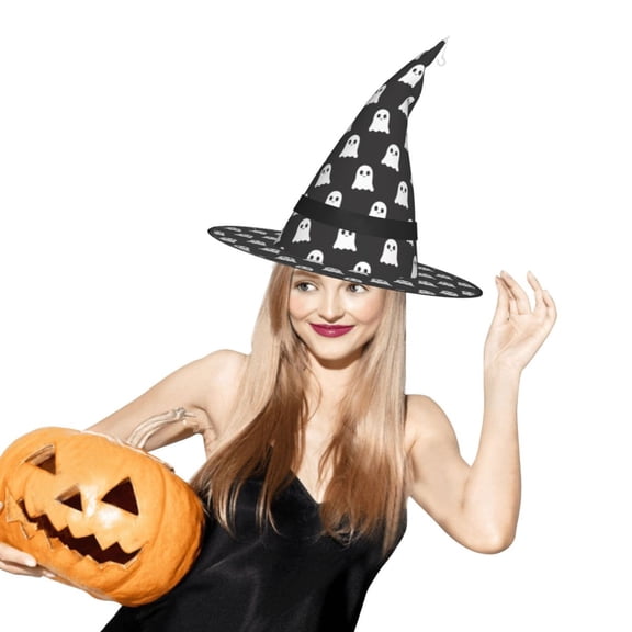 15*13" Halloween Witch Hat with LED Lights, 3 Flash Modes, Hanging Decoration, Polyester