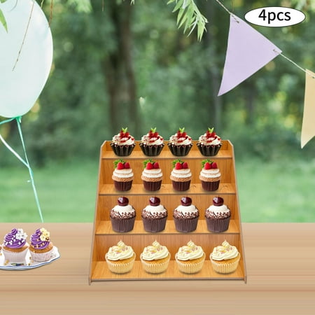 15*14.5*10.5in 4* Retail Display Stands 4 Tier Retail Display Rack, 4 pcs Display Rack, Log Color Tabletop Display Stand