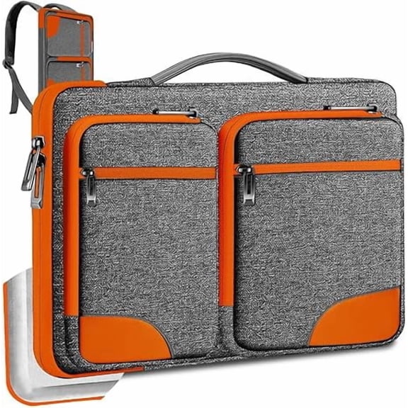 15/15.6/16" Laptop Sleeve for MacBook Pro/Air, 360 Protective Briefcase, Gray-Orange