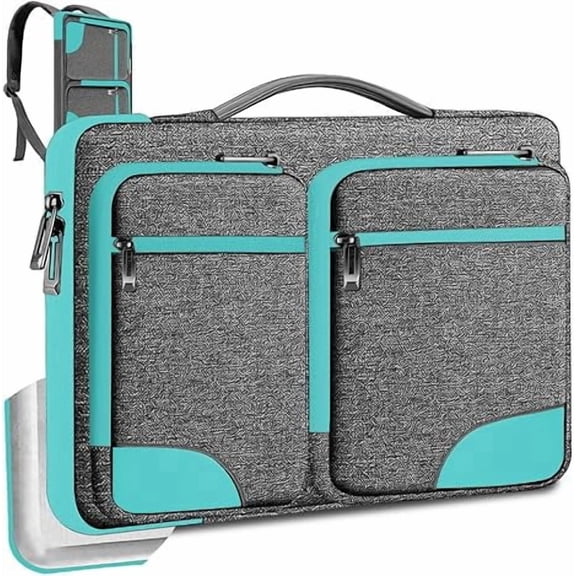 15-16" Laptop Case with Handle & Hidden Straps, 360 Protection, 4 Pockets, Sapphire