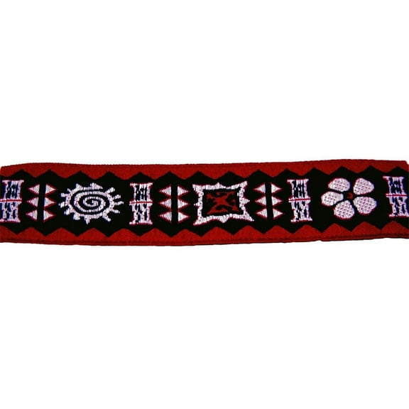 15/16 inch Crimson Totem Woven Jacquard Braid Ribbon, 10 Yards