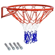 15"/18" Basketball Rim, Wall Door Mounted Basketball Hoop Replacement with All Weather Net, Basketball Rim Goal for Indoor Outdoor Driveway Garage Backyard