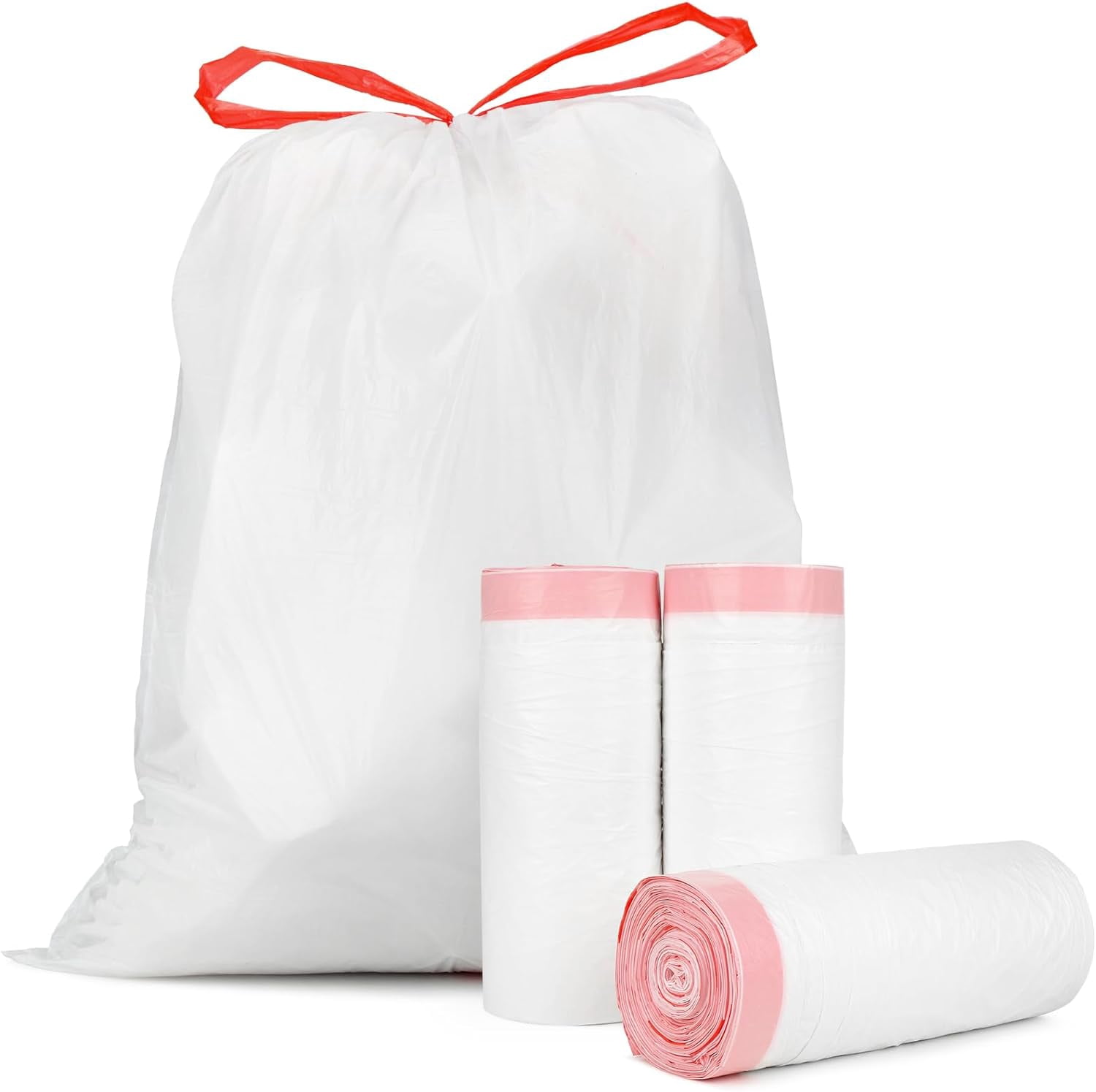 Drawstring Trash Bags - Ultra Large Trash Can Liners, Heavy Duty Strong White Plastic Garbage Bags for Home Kitchen Office Lawn Commercial