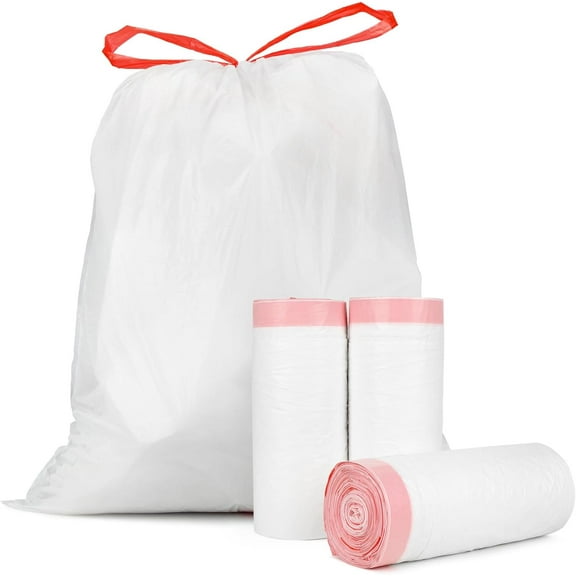 15-18 Gallon Drawstring Trash Bags - (102 Count) Ultra Large Trash Can Liners, Heavy Duty Strong White Plastic Garbage Bags for Home Kitchen Office Lawn Commercial
