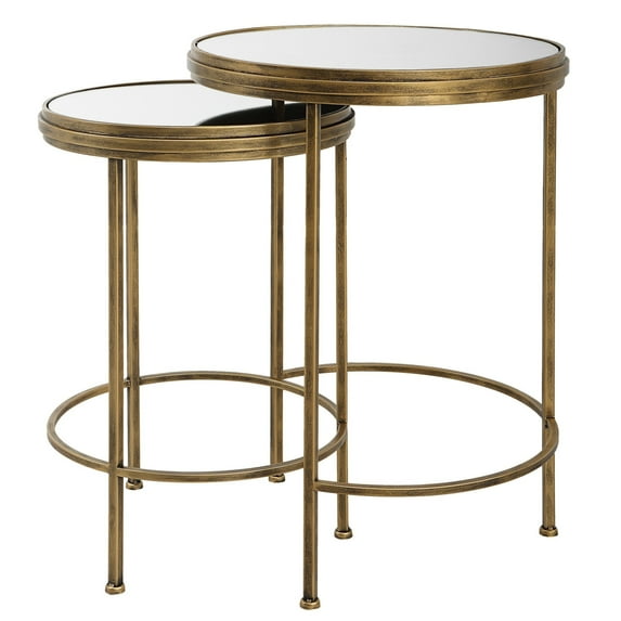 15, 18 Inch Set of 2 Nesting Accent Tables with Mirrored Tops, Modern, Gold- Saltoro Sherpi