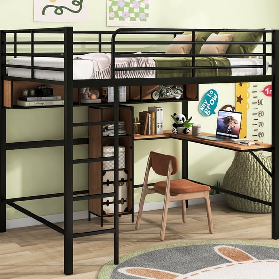 15.2'' Guardrails | Save Bedroom Space with Loft Bed and Dual Storage