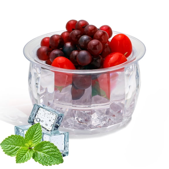 15.2 OZ Ice Underneath Chilled Serving Bowl Tray, Clear Dip Chiller Bowl Cold Insulated Container Holder Dish for Parties Condiment Bar Salad Fruit Salsa Veggie Picnic