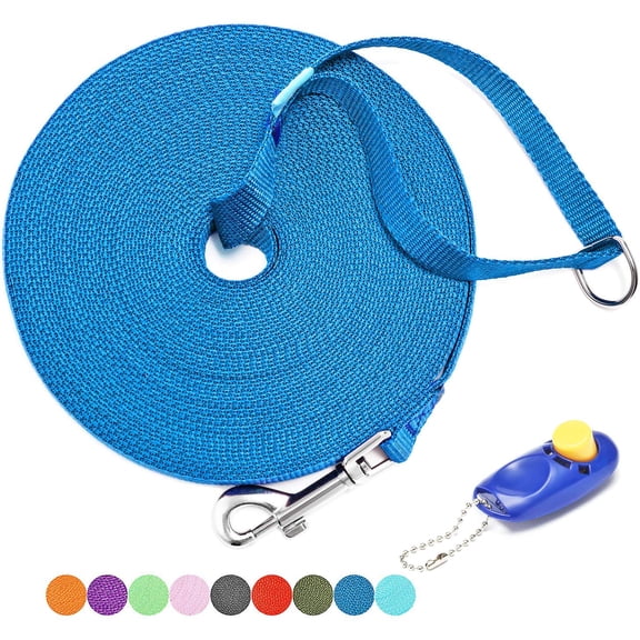15/20/30/50/100 ft Long Dog Training Leash with Clickers for Small, Medium and Large Dogs or Cats (30 Feet, Springgreen)
