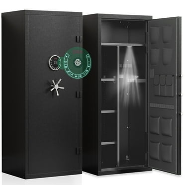 15-20 Gun Safe, Large Fingerprint Gun Safe for Pistols, Unassembled Gun Cabinet with Adjustable Shelf & Gun Rack, Gun Safe for Home and Shotgun, Gun Cabinet with Mute Function & Dual Alarm