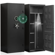 15-20 Gun Safe, Large Fingerprint Gun Safe for Pistols, Unassembled Gun Cabinet with Adjustable Shelf & Gun Rack, Gun Safe for Home and Shotgun, Gun Cabinet with Mute Function & Dual Alarm