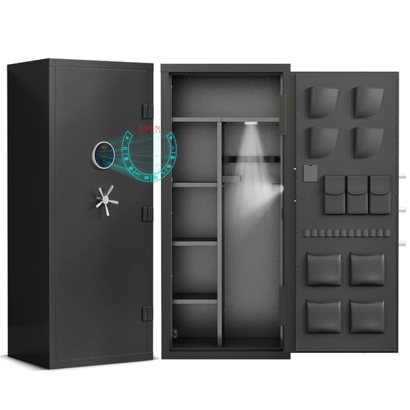 15-20 Gun Safe, Large Gun Safe for Pistols, Unassembled Gun Cabinet with Adjustable Shelf & Gun Rack, Gun Safe for Home and Shotgun, Quick Access Gun Cabinet with Mute Function & Dual Alarm