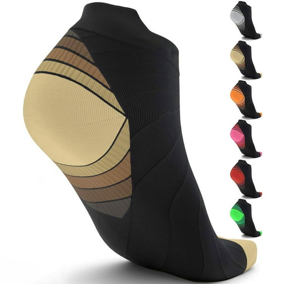 15-20 mmHg Ankle Compression Sock for Men and Women 1/2/3/6 Pairs, Low Cut Compression Running Sock with Ankle Support Gray Blue Yellow Pink