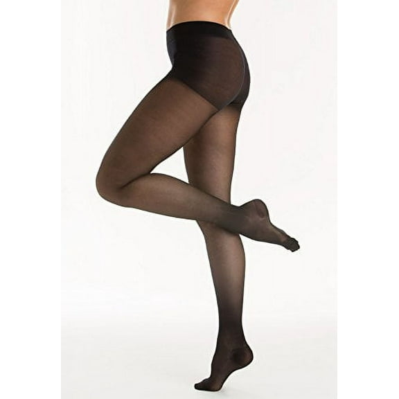 15-20 mmHg Medium Compression Pantyhose, Graduated Compression &amp; Support Hosiery Fine Italian Made Fashionable Sheer Stockings (Size 7 Black)