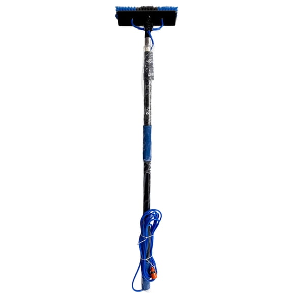 15/20FT Telescopic Solar Panel Cleaning Kit with Hose Attachment, 180-degree Rotating Soft Brush & Soap Dispenser, Lightweight Aluminum Pole for High-Reach Window, RV & Outdoor Cleaning