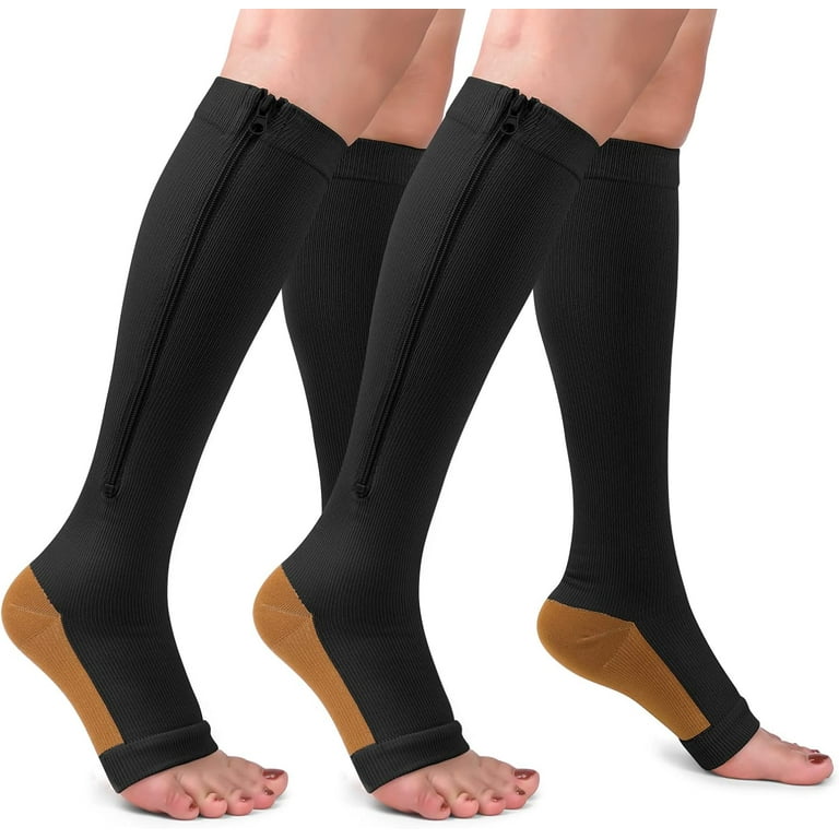 15-20mmHg Zipper Compression Socks for Women and Men, Knee High