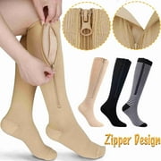 VORKOI 15-20mmHg Zipper Compression Socks for Women and Men, Knee High Compression Stockings, Medical Closed Toe Support Socks for Varicose Veins, Post-surgery, Swelling, Nurses, Pregnancy