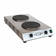 Cadco CDR-3K 15 Electric Portable Hot Plate with 2 Burners and Infinite Controls, Stainless Steel, 220v/1ph, 28 lbs , For Commercial Use