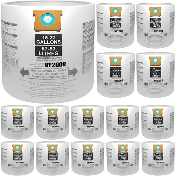 15-22 Gallon Disposable Filter Bags,Compatible with Shop-Vac 15-22 Gallon Disposable Filter Bags, 15-Pack, Type G