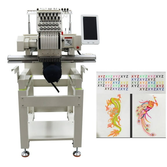 15"*23" Commercial Home Automatic Embroidery Machine 12 Needles Single Head Embroidery Machine
