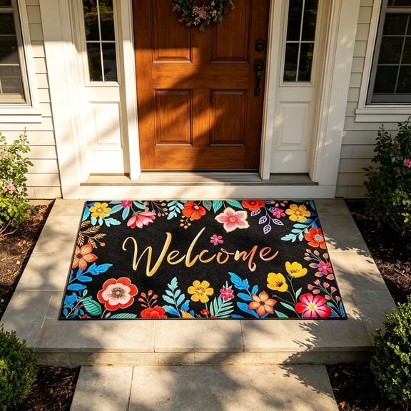 15×23 in Welcome Matt Outdoor,Square Outdoor Rug,Front Door Mat,Door Mat Outside Entrance Funny Floral Front Doormat Summer Welcome Mat For Outdoor Entrance