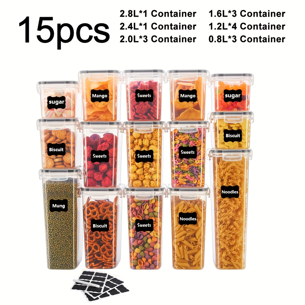 15/24-Piece Airtight Food Storage Container Set with Lids - Ideal for ...