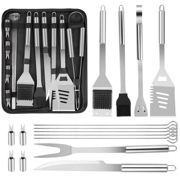 15/24pcs BBQ Tool Set - Outdoor Cooking High Quality Stainless Steel BBQ Tool Set, Ideal Gift for BBQ Enthusiasts with Spatula, Tongs And BBQ Brush, Gifts for Father'S Day Father Gift