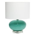 thumbnail image 1 of 15.25" Contemporary Modern Ceramic Egg Standard Bedside Living Room Entryway Table Lamp With White Fabric Shade, Aqua, 1 of 8