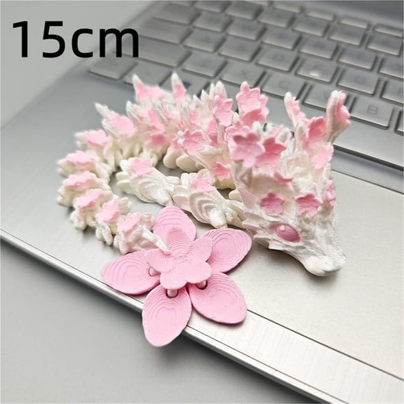 15/25cm 3D Printed Love Cherry Blossom Dragon Movable Joint Dragon Model  Gifts Desktop Ornament Birthday Gifts