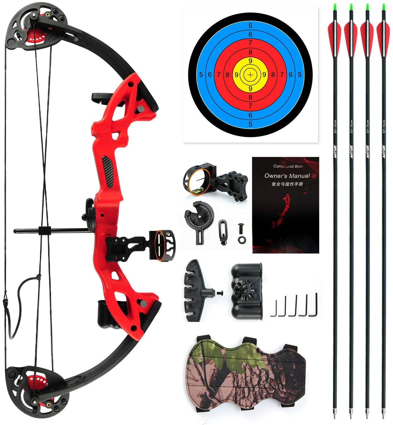 1529lbs Teens Compound Bow Set Adjustable Twin Cam Hunting Bow for
