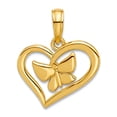 thumbnail image 1 of 15.2mm 14k Solid Yellow Gold Polished Fancy Love Heart and Butterfly Angel Wings Charm Pendant Necklace for Women, 1 of 2