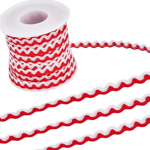 15.3~16M Polypropylene Fiber Wavy Fringe Trim Ribbon Two Tone Wave Bending Lace Trim for Sewing and Art Craft Decoration with Spool for Handmade
