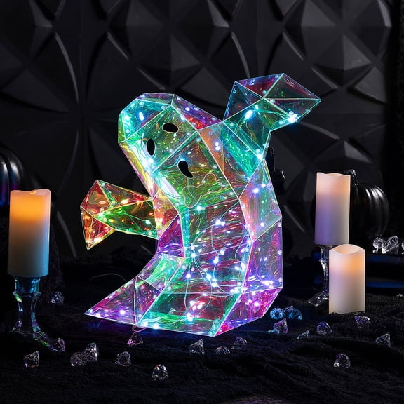 15 3/4" Halloween Multicolor Prismatic Ghost Light-Up LED Light