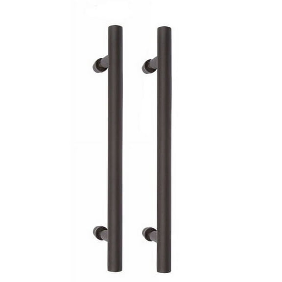 15-3/4 In. Black Barn Door Hardware Double Sided Round Pull Handle