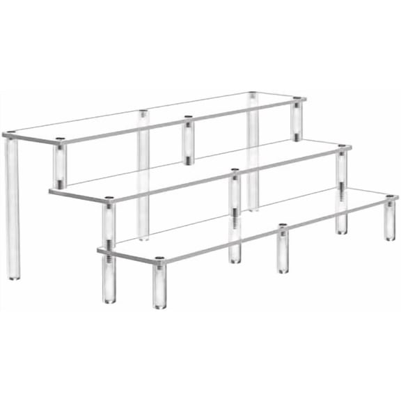 15 3/4 Inch Acrylic Riser Display Shelf,3 Tier Display Riser for Figures Display Stand Large Risers for Display Cupcake Perfume Organizer Cologne Makeup Collection Countertop Desktop Tabletop