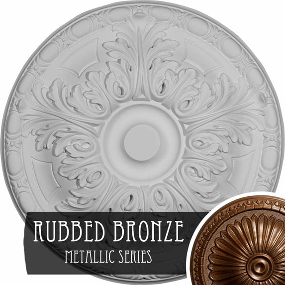 15 3/4"OD x 5/8"P Amelia Ceiling Medallion (Fits Canopies up to 4 1/8"), Hand-Painted Red Mahogany