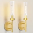 thumbnail image 1 of 15.3'' Wall Sconces Set of Two Hardwired Black Sconces Set of 2 for Bathroom Mirror, Clearance - Modern Sconce Light Vanity Fixtures Wall Lighting w/Clear Glass Shade for Bathroom Living Room Bedroom, 1 of 7