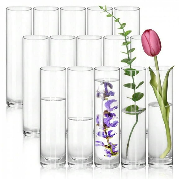 15/30pcs Glass Vases For Centerpieces, 7.5in Slim Flower Vases Wedding Table Decor For Single Rose Vases Bulk, Home Aesthetic Desk Decor, Party Decorations