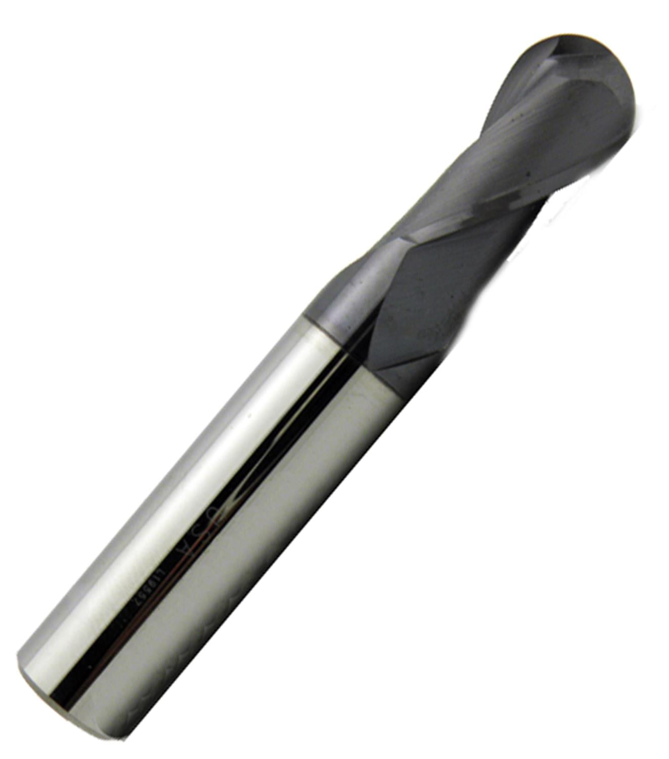 15/32" Diam, 1" LOC, 2 Flute Solid Carbide Ball End Mill