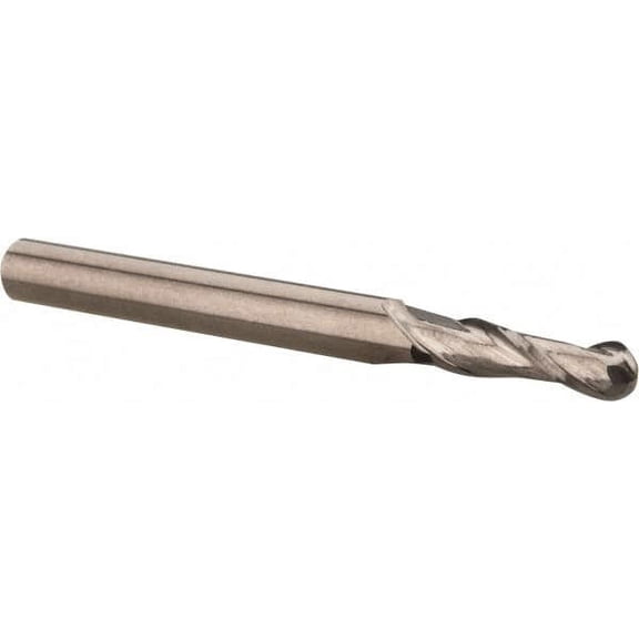 15/32" Diam, 1" LOC, 2 Flute Solid Carbide Ball End Mill