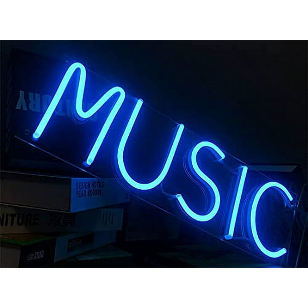 15.35"x6.30" Music Neon Light Sign LED Night Lights USB Operated Decorative Marquee Sign Bar Pub Store Club Garage Home Party Decor