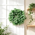 thumbnail image 1 of 15.35in Artificial Faux Floral Wreath, Faux Flower Wreath for Front Door Garden Wall Home Decor, White-Green, 1 of 9